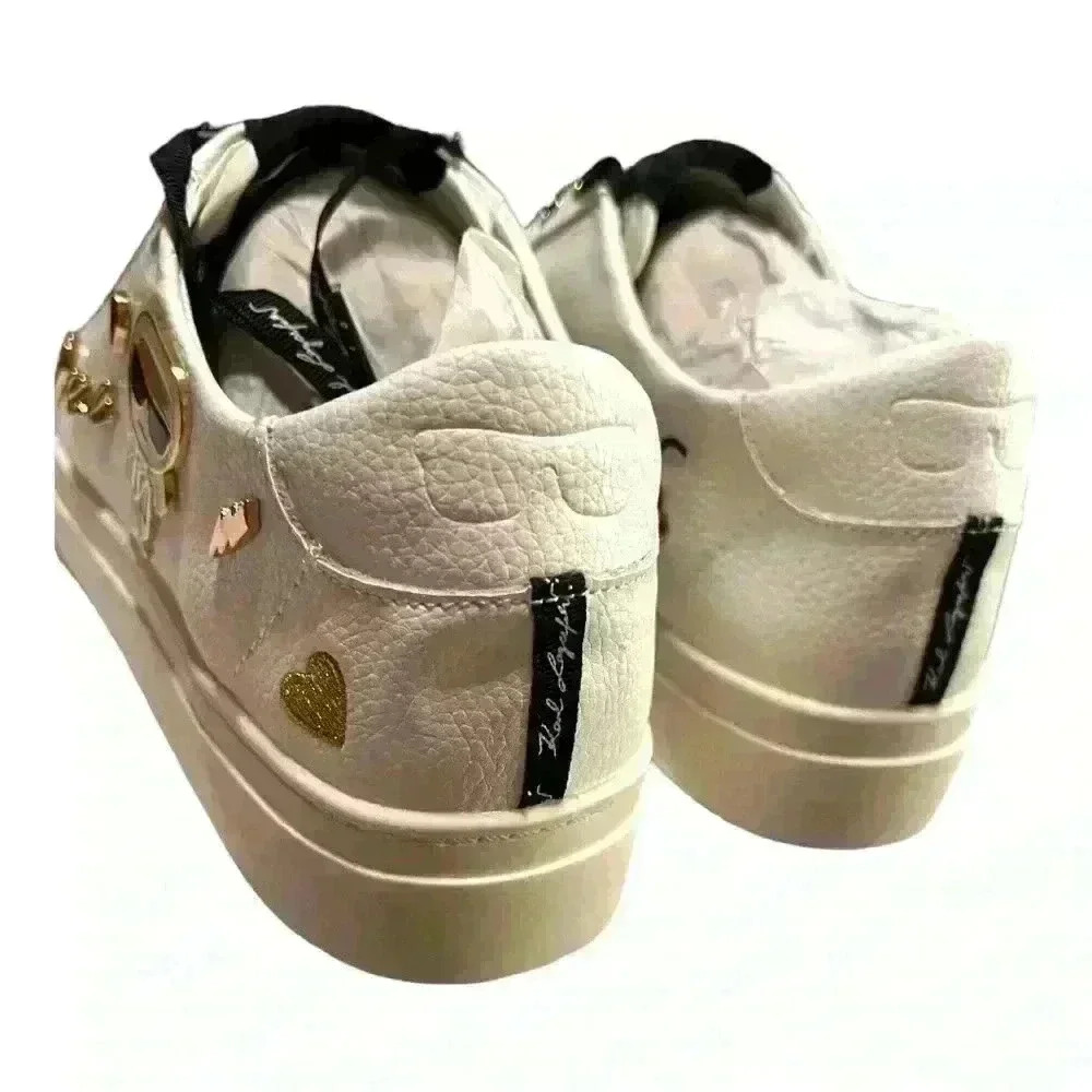 Karl Lagerfeld Women’s White  Leather Sneakers. Worn once. With box. Size 9. - Picture 4 of 5